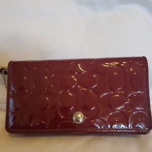 Coach red/burgundy wristlet/wallet